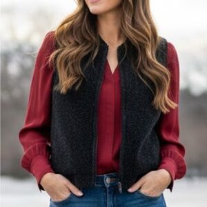 Tally Ho Black Knit Vest 100% wool. Size M